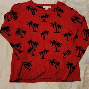 Forever 21 Sweater Red Palm Tree